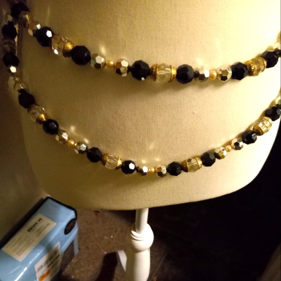 Used,not new,never worn gold chain Link belt with double  front assorted beads. - Picture 1 of 3